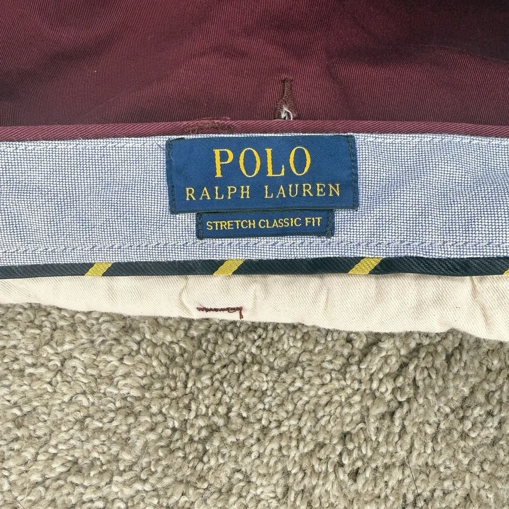 Polo Ralph Lauren Men's Shorts Size 40 Burgundy Casual Chino Twill Preppy Shorts